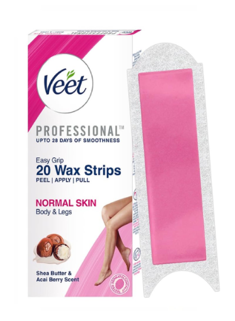 VEET NORMAL SKIN BODY&LEGS SHEABUTTER WAX STRIPS 20'S